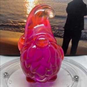 Vibrant Pink and Orange Resin Gnome